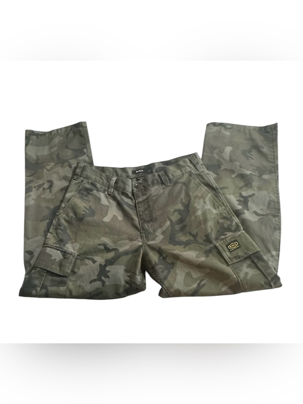 RVCA Americana Fit Camo Cargo Pants Men’s Size 32 Green Camouflage Straight Leg